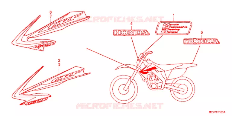 EMBLEEM/STREEP (CRF450X9,B,C,D) Honda MOTO 450 CRF 2013  CRF450XD