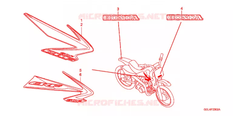 EMBLEEM/STREEP (CRF50F8/9/A) Honda MOTO 50 CRF 2009  CRF50F9