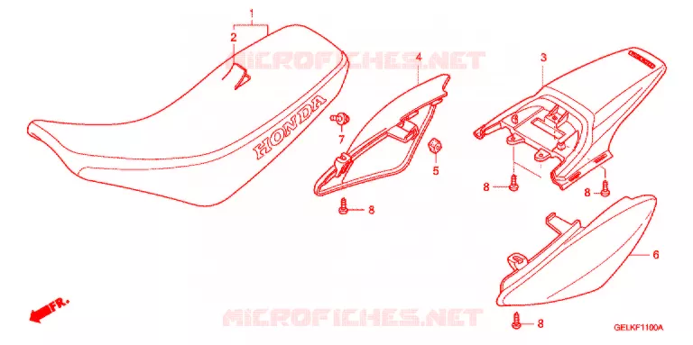 ZITTING/ACHTER STROOMLIJNKAP Honda MOTO 50 CRF 2010  CRF50FA