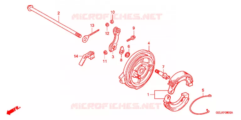 ACHTER REM PANEEL Honda MOTO 50 CRF 2012  CRF50FB