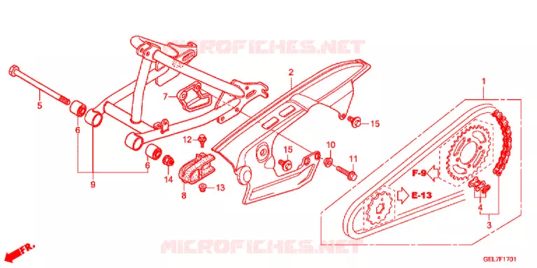 ACHTERBRUG (CRF50FD/E) Honda MOTO 50 CRF 2013  CRF50FD