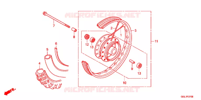 VOOR WIEL Honda MOTO 50 CRF 2013  CRF50FD