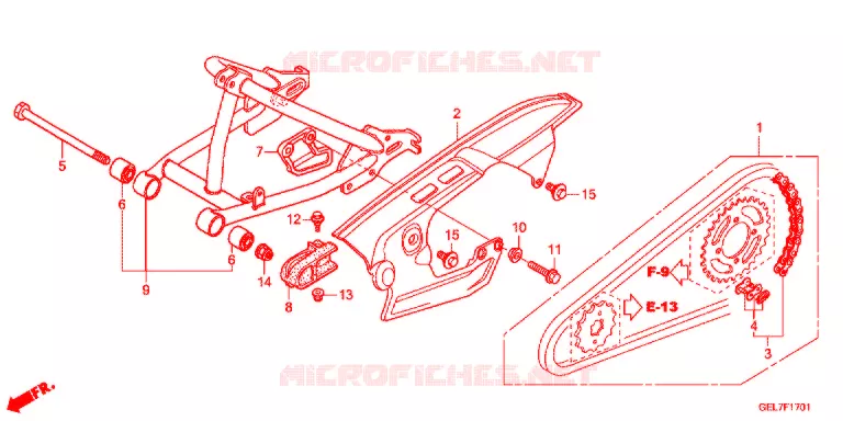 ACHTERBRUG (CRF50FD/E) Honda MOTO 50 CRF 2014  CRF50FE