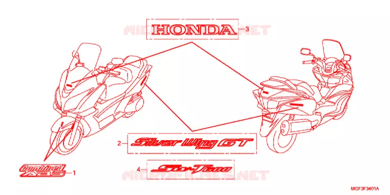 EMBLEEM/STREEP (FJS600A9-2KO/FJS600AB/DB) Honda SCOOTER 600 SILVERWING 2011  FJS600DB