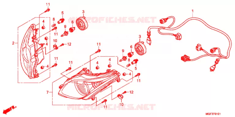 KOPLAMP (FJS600A9-2KO/FJS600AB/DB) Honda SCOOTER 600 SILVERWING 2011  FJS600DB