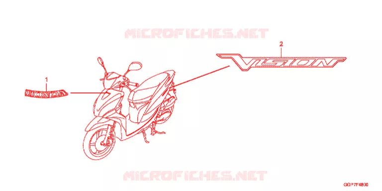EMBLEEM/STREEP (NSC50/MPD/WH) Honda SCOOTER 50 VISION 2015  NSC50E