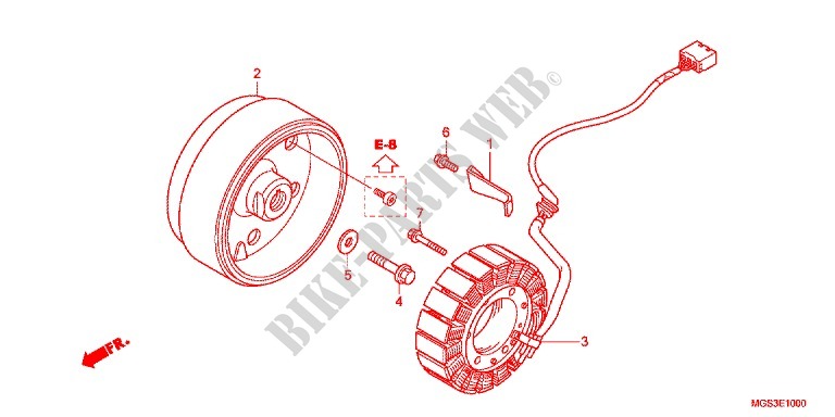 LINKS KRUKAS AFDEKKING/ GENERATOR(2) voor Honda NC 700 X ABS DCT 35KW 2013