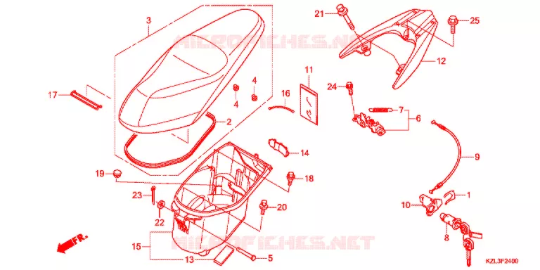 ZITTING/BAGAGEBOX Honda SCOOTER 110 DIO 2014  NSC110WHD