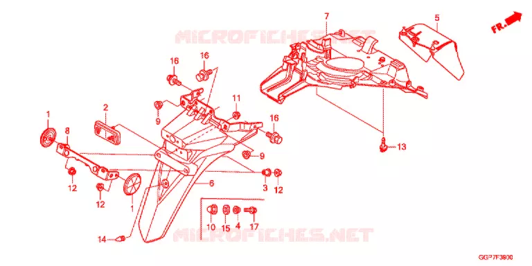 ACHTERSPATBORD  (NSC50/MPD/WH) Honda SCOOTER 50 VISION 2017  NSC50MPDE