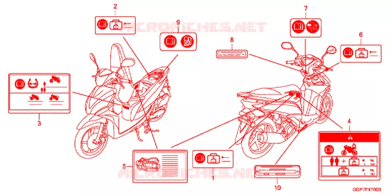 WAARSCHUWINGSLABEL (NSC50/MPD/WH) Honda SCOOTER 50 VISION 2014  NSC50MPDE