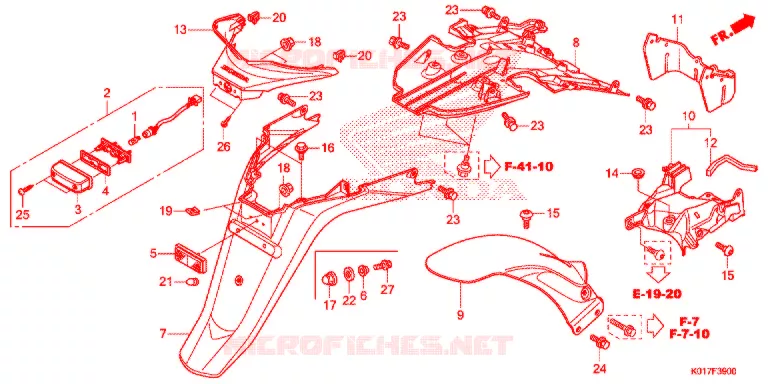 ACHTERSPATBORD / KENTEKEN VERLICHTING Honda SCOOTER 125 SH 2013  SH125ADD