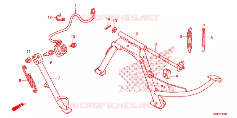 HOOFD STANDAARD/REMPEDAAL Honda SCOOTER 125 SH 2013  SH125DD