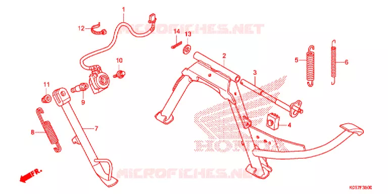 HOOFD STANDAARD/REMPEDAAL Honda SCOOTER 150 SH 2013  SH150AD