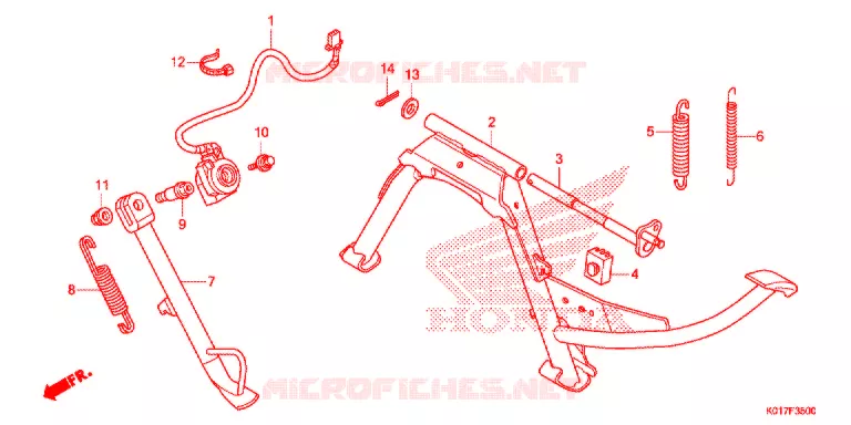 HOOFD STANDAARD/REMPEDAAL Honda SCOOTER 150 SH 2013  SH150ADD