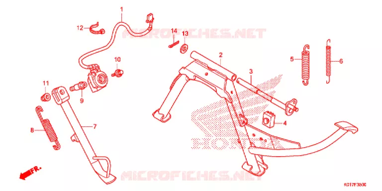HOOFD STANDAARD/REMPEDAAL Honda SCOOTER 150 SH 2013  SH150ADD
