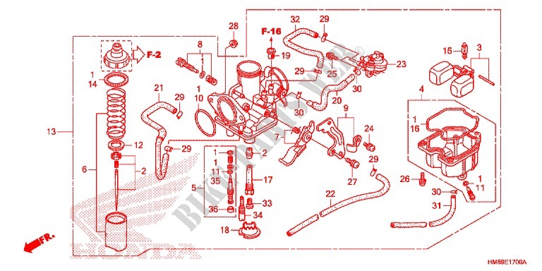 CARBURATEUR(2) voor Honda TRX 250 FOURTRAX RECON Electric Shift 2011