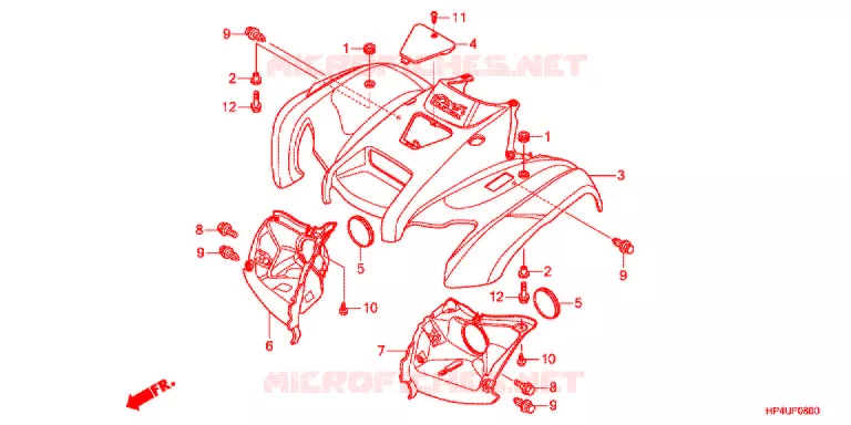 VOORSPATBORD Honda ATV 420 FOURTRAX 2011  TRX420FMB