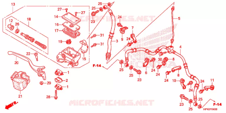 VOORREM HOOFDCILINDER Honda ATV 420 FOURTRAX 2013  TRX420FPED
