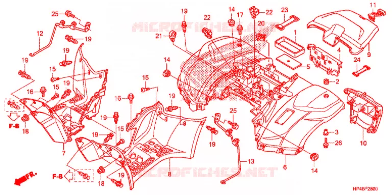 ACHTER STROOMLIJNKAP Honda ATV 420 FOURTRAX 2011  TRX420FPMB