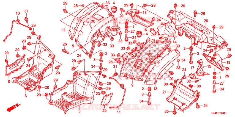 ACHTER STROOMLIJNKAP Honda ATV 680 FOURTRAX 2014  TRX680FAE
