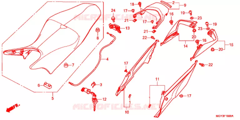 ZITTING/ACHTER KAP Honda MOTO 800 CROSSRUNNER 2014  VFR800XD