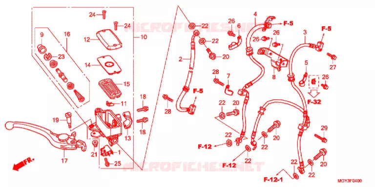 VOORREM HOOFDCILINDER Honda MOTO 800 CROSSRUNNER 2013  VFR800XD