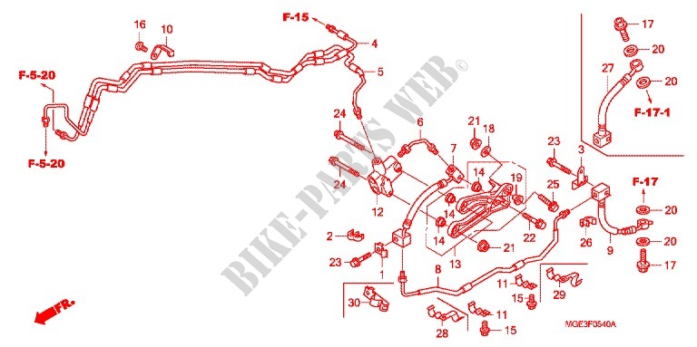 REM HOOFDCILINDER/ REMSLANG voor Honda VFR 1200 DCT 2013
