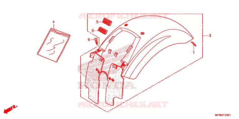 ACHTERSPATBORD  (VT1300CXA) Honda MOTO 1300 VT 2013  VT1300CXAD