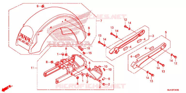 ACHTERSPATBORD  (VT750C/CA/CS) Honda MOTO 750 SHADOW 2013  VT750CSD