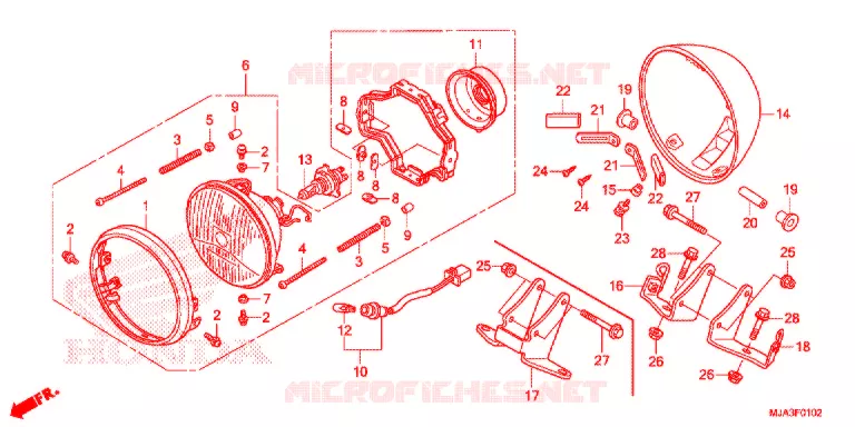 KOPLAMP (VT750C2S-E,3E/S) Honda MOTO 750 VT 2013  VT750SD