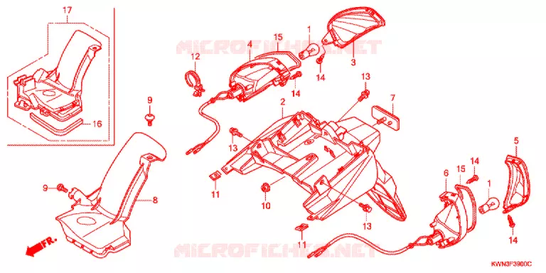 ACHTERSPATBORD / KNIPPERLICHT Honda SCOOTER 125 PCX 2014  WW125D