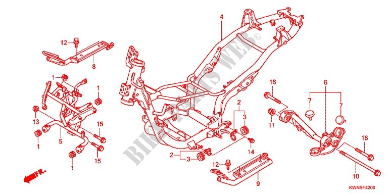 FRAME CHASSIS (WW125SB) voor Honda PCX 125 2011