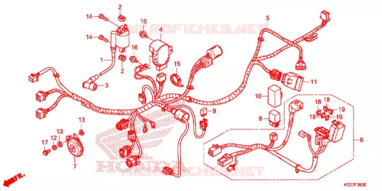 BEDRADINGSBUNDEL/ACCU Honda MOTO 110 WAVE 2015  AFS110CSFF