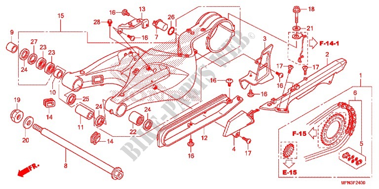 ZWAAI ARM/KETTINGKAST voor Honda CB 1000 R 2014