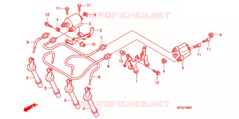 BEDRADINGSBUNDEL/ ONTSTEKINGSSPOEL/ACCU Honda MOTO 600 HORNET 2010  CB600FA3A