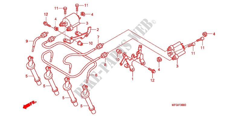 BEDRADINGSBUNDEL/ ONTSTEKINGSSPOEL/ACCU voor Honda CB 600 F HORNET ABS 34HP 2010