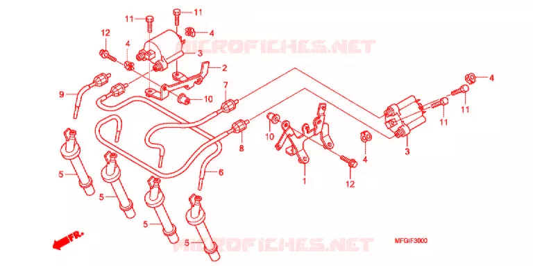 BEDRADINGSBUNDEL/ ONTSTEKINGSSPOEL/ACCU Honda MOTO 600 HORNET 2010  CB600FA3A