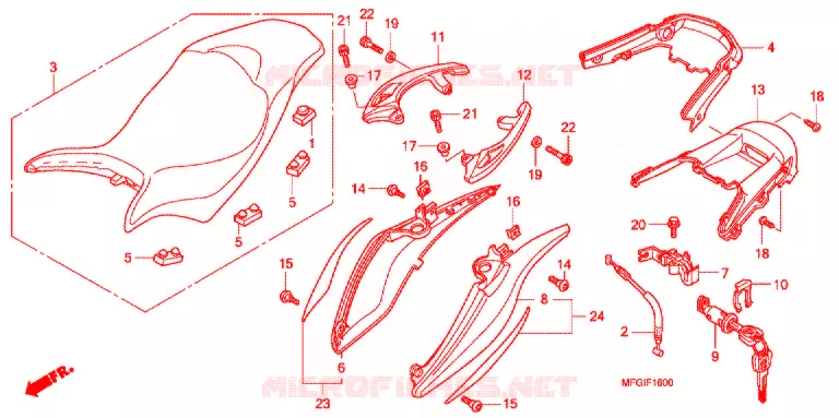 ZITTING/ACHTER KAP (1) Honda MOTO 600 HORNET 2010  CB600FA3A