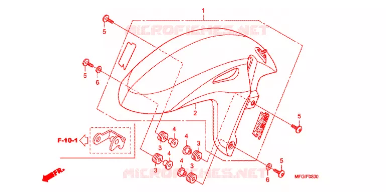 VOORSPATBORD Honda MOTO 600 HORNET 2010  CB600FA3A