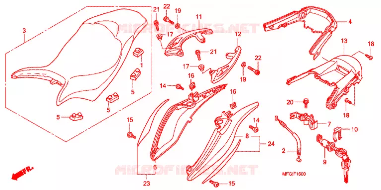 ZITTING/ACHTER KAP (1) Honda MOTO 600 HORNET 2010  CB600FA3A