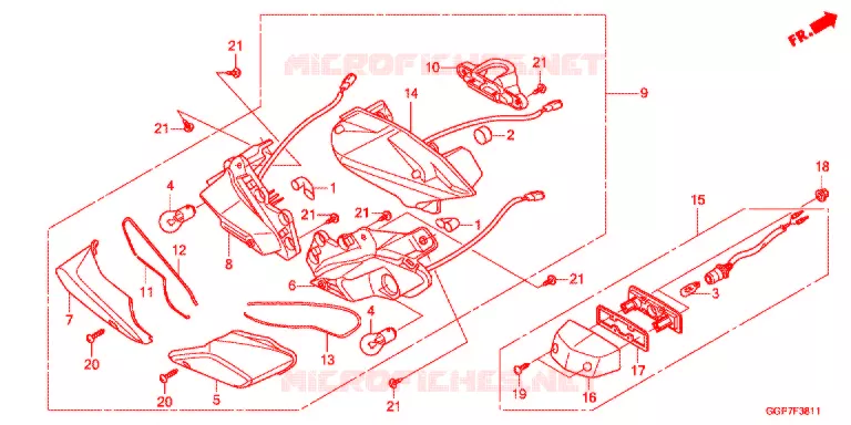 ACHTER COMBINATIE LICHT (NSC502WH/T2) Honda SCOOTER 50 VISION 2013  NSC502WHD