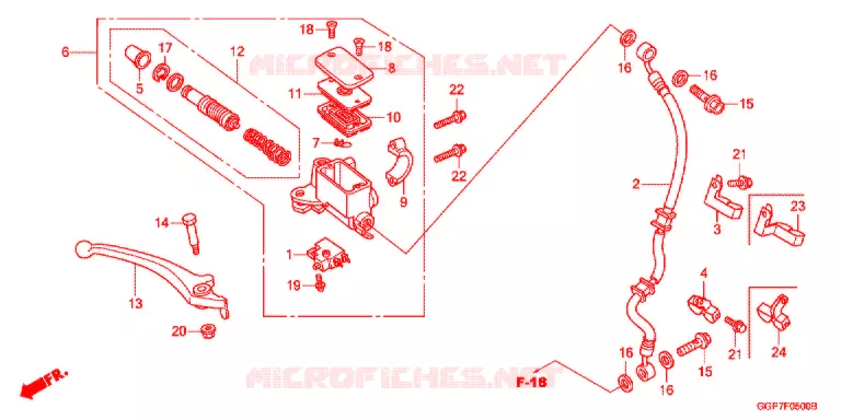 VOOR REM HOOFD CILINDER Honda SCOOTER 50 VISION 2013  NSC502WHD