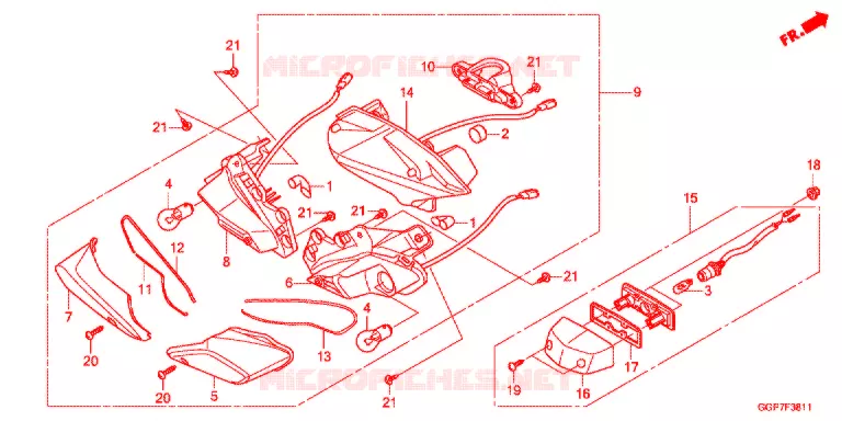 ACHTER COMBINATIE LICHT (NSC502WH/T2) Honda SCOOTER 50 VISION 2013  NSC502WHD