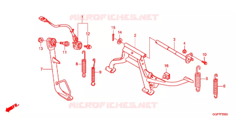 HOOFD STANDAARD/REMPEDAAL Honda SCOOTER 50 VISION 2013  NSC502WHD