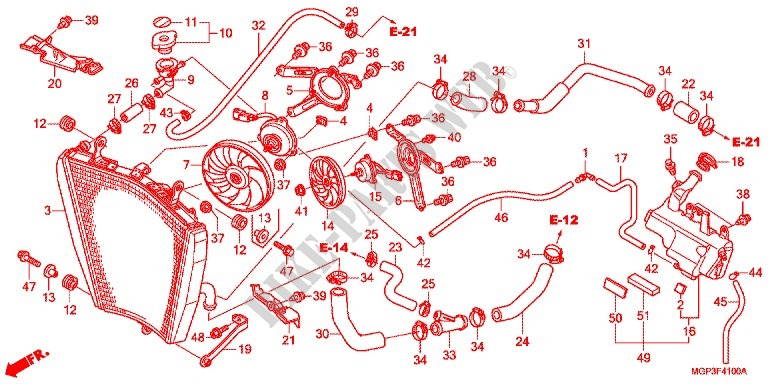 RADIATOR voor Honda CBR 1000 RR ABS TRICOLORE 2014