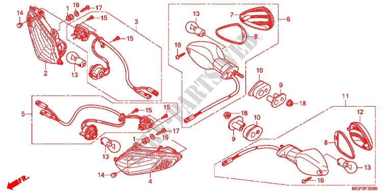 KNIPPERLICHT(2) voor Honda CBR 1000 RR FIREBLADE ABS BRANCO 2014