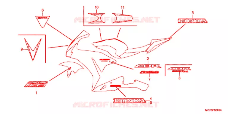 EMBLEEM/STREEP (CBR1000RRD/E/RAD/E) Honda MOTO 1000 CBR 2014  CBR1000RAE