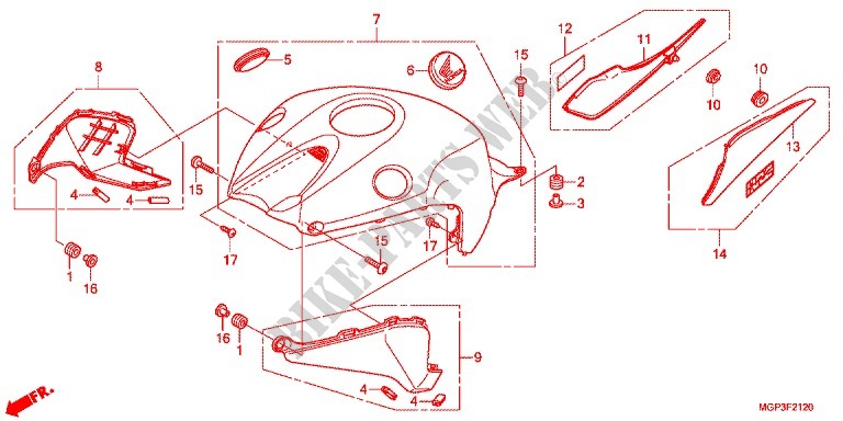 BOVENSTE BESCHUTTING voor Honda CBR 1000 S ABS 2014