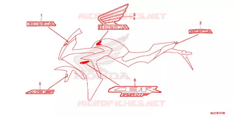 EMBLEEM/STREEP (ED/MA/RU/U/4ED) Honda MOTO 650 CBR 2014  CBR650FAE
