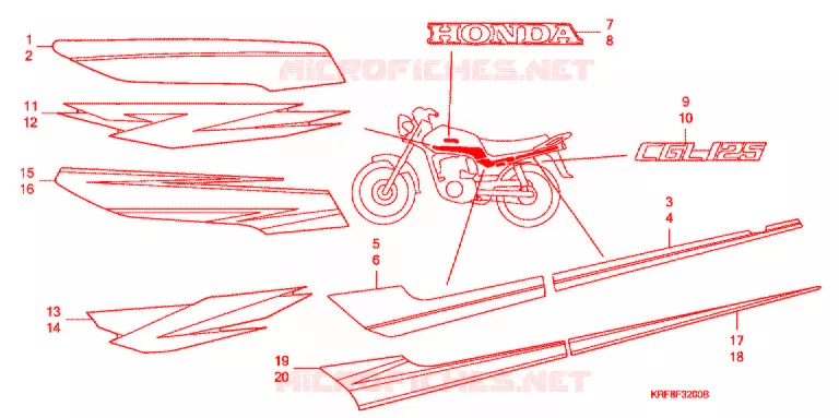 EMBLEEM/STREEP  Honda MOTO 125 CG 2007  CGL1252WH3
